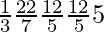 \frac{1}{3}×\frac{22}{7}×\frac{12}{5}×\frac{12}{5}×5