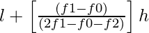 l+ \left[\frac{(f1-f0)}{(2f1-f0-f2)}\right]×h