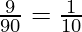 \frac{9}{90} = \frac{1}{10} 