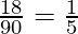 \frac{18}{90} = \frac{1}{5} 