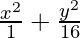 \frac{x^2}{1} + \frac{y^2}{16} 