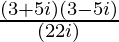 \frac{(3+√5i)(3-√5i)} {(2√2i)}