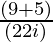 \frac{(9+5)}{(2√2i)}