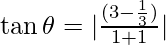 \tan\theta=|\frac{(3-\frac{1}{3})}{1+1}|