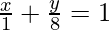 \frac{x}{1}+\frac{y}{8}=1