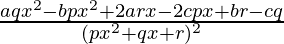 \frac{aqx^2-bpx^2+2arx-2cpx+br-cq}{(px^2+qx+r)^2}