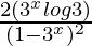 \frac{2(3^xlog3)}{(1-3^x)^2}