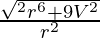 \frac{\sqrt{π^2r^6+9V^2}}{πr^2}