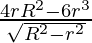 \frac{4πrR^2-6πr^3}{\sqrt{R^2-r^2}}