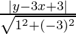 \frac{|y - 3x+3|}{\sqrt{1^2+(-3)^2}}