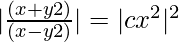 |\frac{(x+y√2)}{(x-y√2)}|=|cx^2|^{√2}