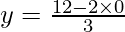 y=\frac{12-2\times0}{3}