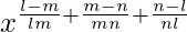 x^{\frac{l-m}{lm}+\frac{m-n}{mn}+\frac{n-l}{nl}}