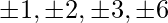 \pm1,\pm2,\pm3,\pm6