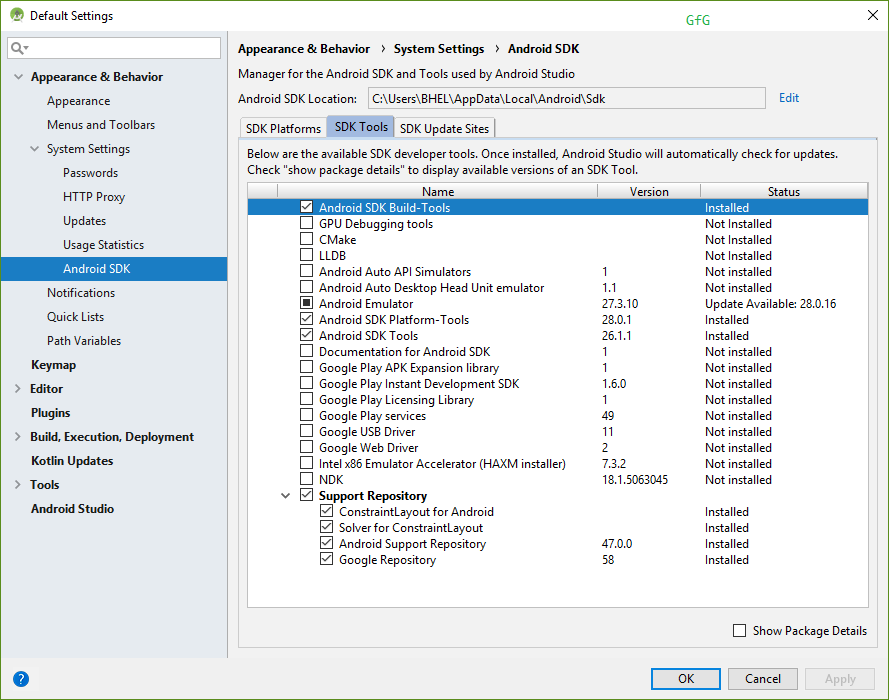 Android Studio SDK管理器