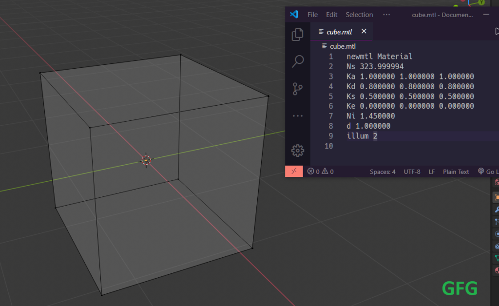 Blender中的3D立方体及其.obj文件