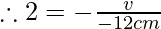 \therefore 2=-\frac{v}{-12cm}