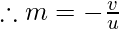 \therefore m=-\frac{v}{u}