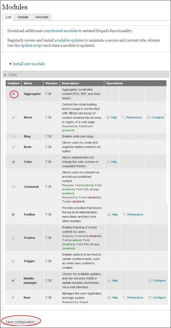 Drupal聚合器模块