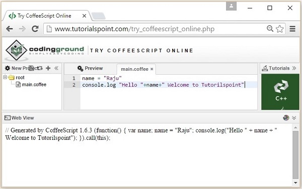 CoffeeScript IDE